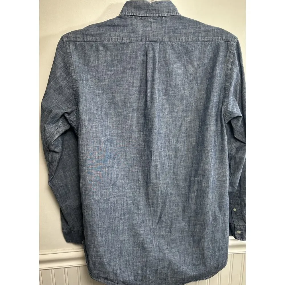 Vintage Polo Ralph Lauren Denim Button Down Shirt Men’s L Blue Custom Fit Preppy